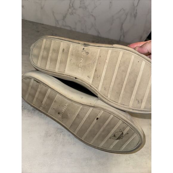 VINCE Men’s "Fulton" Leather Low-Top Lace Up Sneakers Black/White 9M - Picture 6 of 7